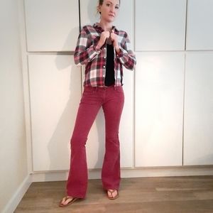 Rich & Skinny distressed red bell bottom jeans 27